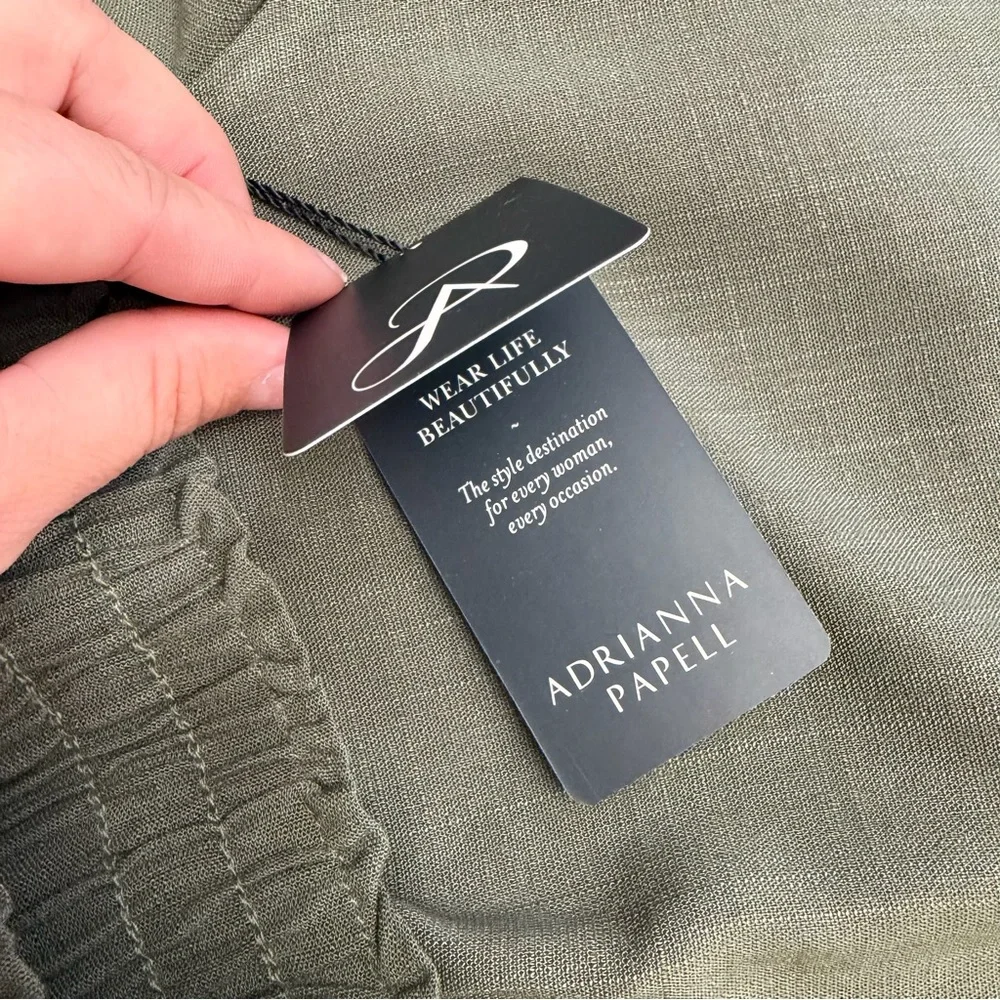 Adrianna Papell Olive Green Viscose Blend Flowy Shorts Size M - Picture 6 of 7